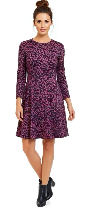 Beach Lunch Lounge Dress Sz Small Leopard Animal Print Safari Boho Fall Autumn thumbnail 1