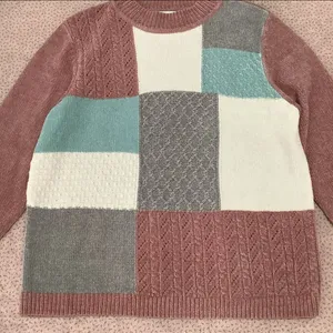 Vintage Retro Preppy Academic‎ Color Block Pink Soft Comfy Cozy Casual Sweater M thumbnail 3