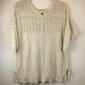 *Billabong Cream Colored Open Knit Hi Low Coastal 3/4 Sleeve Size S SweaterA115 thumbnail 9
