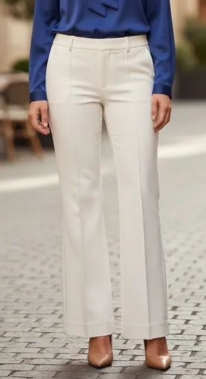 Gap Hip Slung Fit Trousers Off-white‎ Cotton Linen Wide Leg Pants 8 Regular thumbnail 1