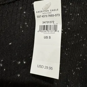 New American Eagle Black White Speckle Long Sleeve Ribbed Crop Top Women's Sz S thumbnail 7