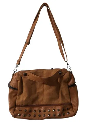 Ella & Elly brown rivet studded crossbody bag thumbnail 1