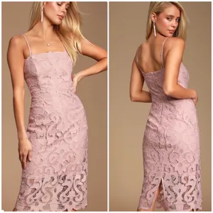 REVOLVE Bardot Lina Lace Sheath Dress NWT Size 8 Rose Pink Midi thumbnail 4