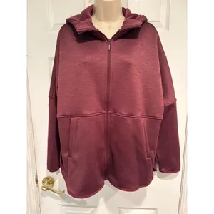 The North Face Womens Large Hoodie Full Zip Burgundy Fleece Jacket NF0A3ME2 thumbnail 2