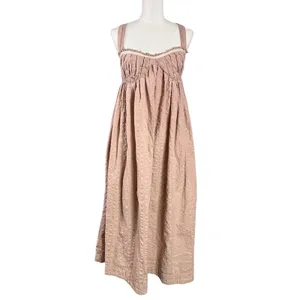 Free People Bohemian Beachy Seersucker Poppy Midi Dress Sundress Blush Medium thumbnail 6