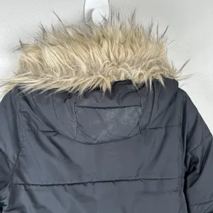 Abercrombie & Fitch Y2K Puffer Jacket Womens‎ Sz XS Black Fur Trim Lined Quilted thumbnail 7