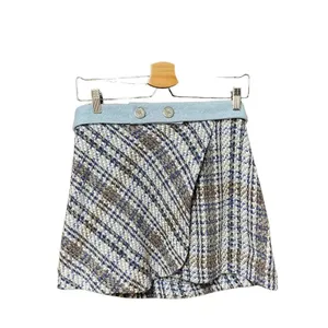 Zara‎ Tweed Weave Mini Skirt in Blue Denim Combination Size Medium thumbnail 2