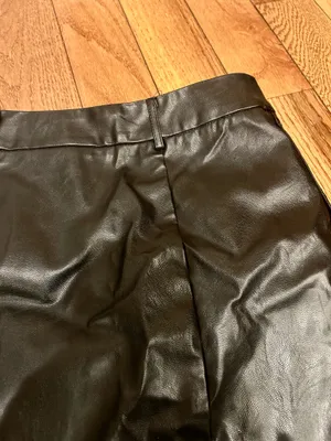 SHEIN NWOT Sexy High Waist Notch Hem Leather A-Line /two front slits L thumbnail 4