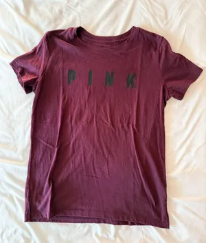 PINK Victoria’s Secret Burgundy T-Shirt Size Small thumbnail 1