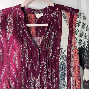 Anthropologie Tiny‎ Gwen Floral Boho Mini Shirtdress Long Sleeve XS thumbnail 5