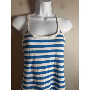 J.Crew Womens Blue White Striped Racerback Cotton Mini Tank Dress Size‎ M thumbnail 4