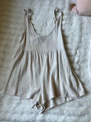 Princess Polly Linen Romper Beige thumbnail 2