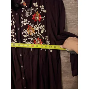 April Cornell tunic blouse Large embroidery brown fall Cottagecore boho Vintage thumbnail 9