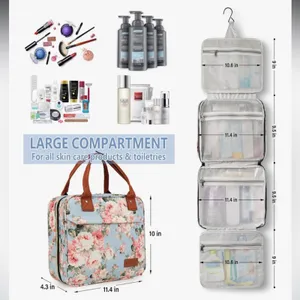 Travel Toiletry Bag Organizer hanging Makeup floral printed thumbnail 7