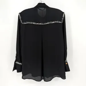 Zara Blouse Womens S Black Tweed Boucle Minimalist Workwear Classic Luxury Chic thumbnail 12