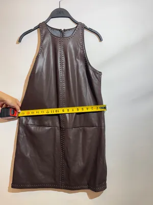 Saylor Damian Chocolate Brown Vegan Leather Mini Dress Party Dress Size S thumbnail 9