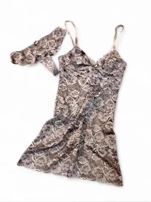 BLUSH Grey Floral Lace Chemise & Matching Panty Lingerie Set NWOT Retail $78 thumbnail 4