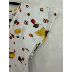 Maeve Anthropologie Lemon Cherry Fruit Print V-Neck Flutter Sleeve Cotton Top S thumbnail 5