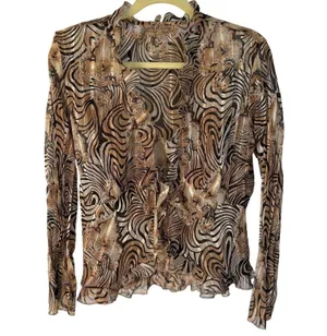 Notations Y2K Hippie Neutral Sheer Blouse Whimsygoth Party Fall Psychedelic Ruffle Medium thumbnail 1