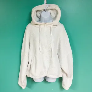 Aeropostale White Sherpa Hooded Zip Up Teddy Coat thumbnail 2