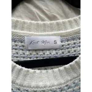 Knit Mix Blue White Striped Sweater Vest Sleeveless Knit Coastal Preppy Small thumbnail 5