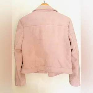 Philosophy Suede Light Pink Moto Jacket Women’s Sz‎ Small thumbnail 3