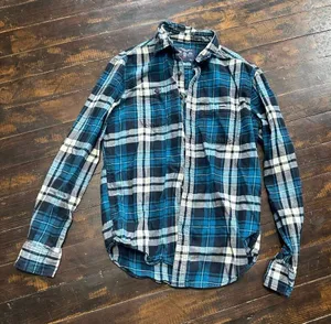 American Eagle prep fit plaid tartan button down shirt thumbnail 1