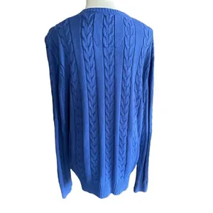 Nautica Cable knit Crewneck Sweater Royal Blue Large thumbnail 9