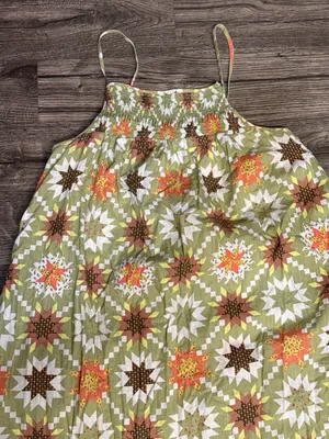Universal Threads Olive Floral Print Midi Dress with Orange & White Accents thumbnail 3