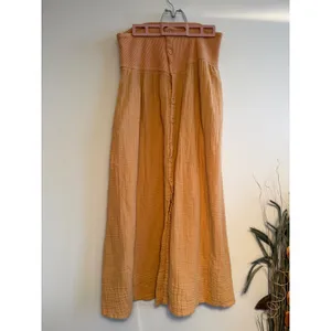 Free People Apricot Orange Gauze Button Down Maxi Skirt Ribbed Waist Small thumbnail 2