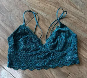 Teal Lace Bralette Blue thumbnail 1