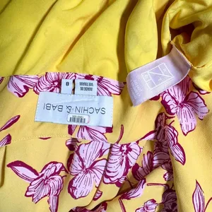 Anthropologie Sachin & Babi Yellow Flutter Sleeve Floral Print Maxi Dress Size 8 thumbnail 7