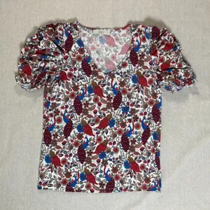Loft | Peacock Print Puff Sleeve Top | Small thumbnail 3