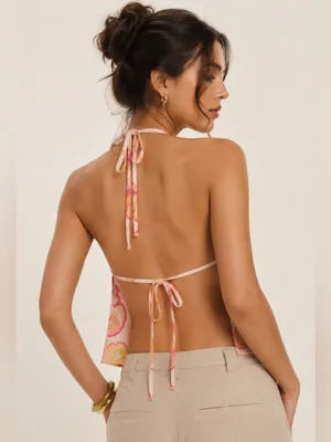 Reformation Jeany Silk Top in Viviana 10 thumbnail 4