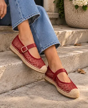 SAM EDELMAN Mackie Mesh Woven Espadrilles in Deep Scarlet Size 10.5 thumbnail 1