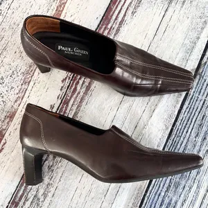 Vintage Paul Green Dark Brown Leather Mid-Heel Dress Shoes thumbnail 2
