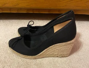 J.Crew Black Espadrille Canvas Wedges 8.5 thumbnail 3