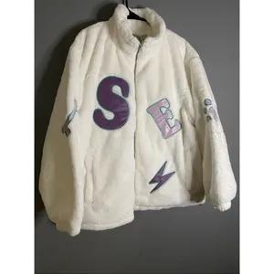 Aelfric Eden White Sherpa SEA Bones FishScale Zip Up Jacket Size Small NWT thumbnail 2