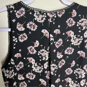WHBM Dark Floral Whimsigoth Dandelion Scalloped Trim Lace Sheer‎ Chiffon Tank thumbnail 9