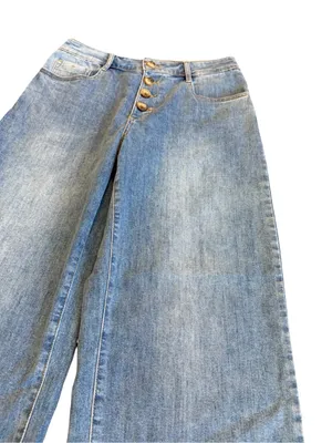 Tribal Jeans Audrey Light Wash Wide Leg Cropped Jeans Button Size 8 Women's NWT thumbnail 8