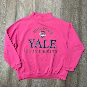 Vintage 90s Yale University Bulldogs Hot Pink Mock Neck Sweater USA Womens Large thumbnail 2