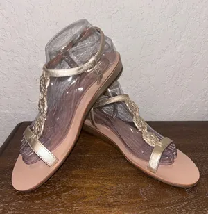 Jack Rogers Daphne T-Strap Buckle Leather Micro Mini Wedge Sandal Shoes Size 8.5 thumbnail 1