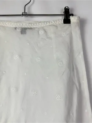 J. Crew White Eyelet Slip Midi Ramie Skirt M thumbnail 4