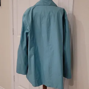 Isaac Mizrahi Live Turquoise Rain Trench Jacket XL Coat A213138 QVC Blue thumbnail 5