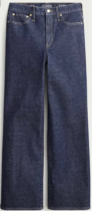 J.Crew 96 Slim Wide Leg Petite Jeans‎ Dark Indigo High Rise Cropped Size 30P thumbnail 1