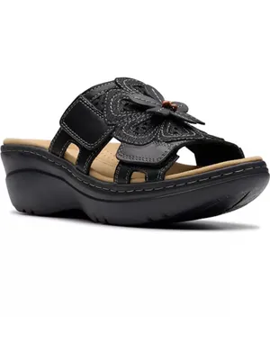 Clarks Merliah2 Belle Flower Leather Wedge Sandals NEW thumbnail 2