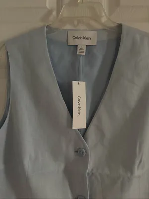 New Calvin Klein Linen Blend Button Front Vest-XL thumbnail 2