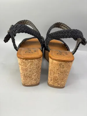 Blowfish Malibu Aric Sandals Women 8M Black Cork Sole Wedge Heel Square Toe thumbnail 4