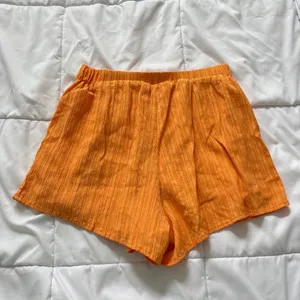 Orange Textured Crinkle Shorts Elastic Waist Flowy Womens Size Large Hippie Boho thumbnail 6
