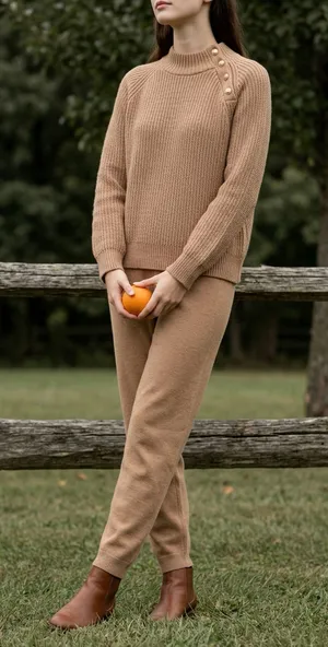 J.Crew Rib-Knit Mockneck Sweater Size M Tan Cotton Blend Button Shoulder thumbnail 1